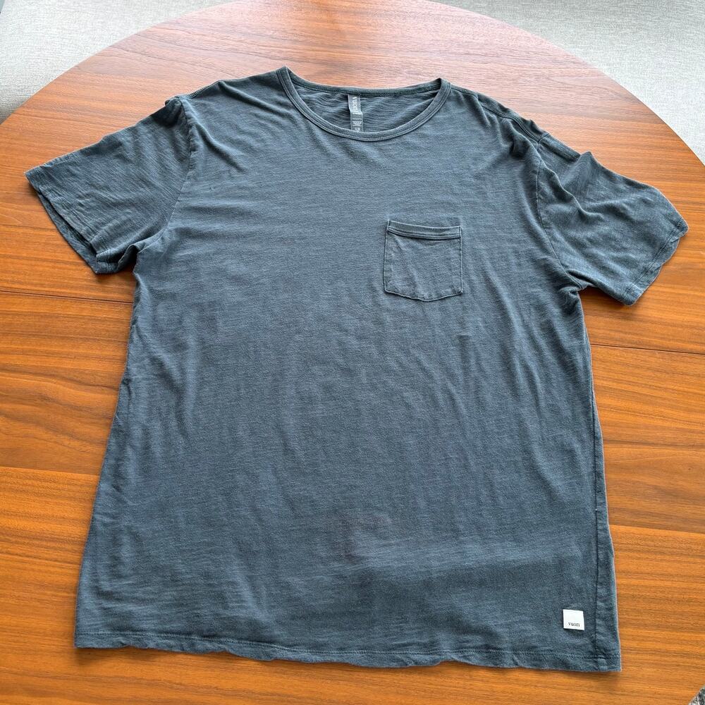Vuori Mens Tradewind Performance Shirt Dark Heather Gray Crew Neck Pocket Tee XL